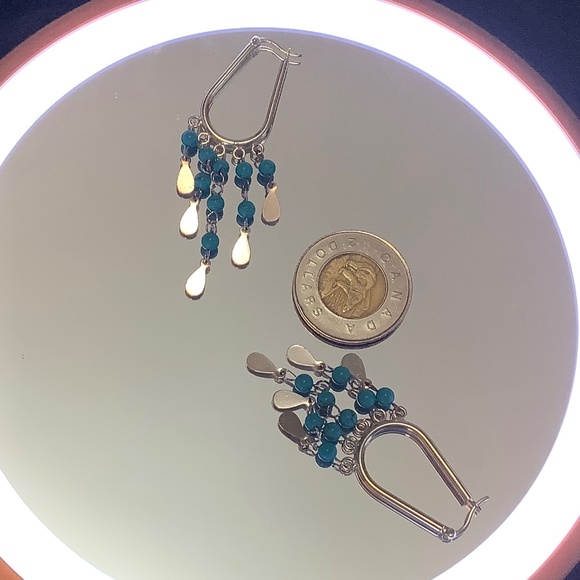 Sterling 925 Boho Turquoise dangle earrings - Picture 2 of 4